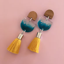 Load image into Gallery viewer, Inked Single Drop Tassel Earrings