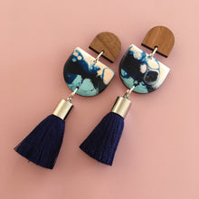 Load image into Gallery viewer, Inked Single Drop Tassel Earrings