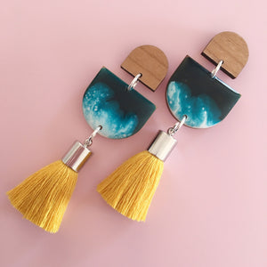 Inked Single Drop Tassel Earrings