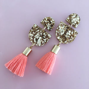 Acrylic Single Drop Tassel Earrings