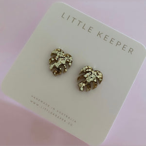 Resin Mini Monstera Studs