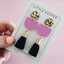 Load image into Gallery viewer, Acrylic Single Drop Tassel Earrings