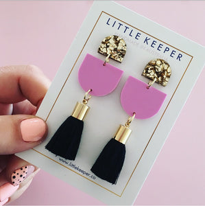 Acrylic Single Drop Tassel Earrings