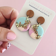 Load image into Gallery viewer, Inked Disk Drop Earrings