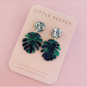 Mini Monstera Earrings