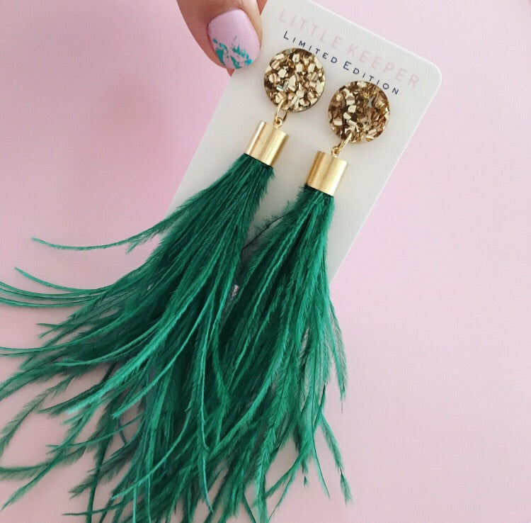 Ostrich Feather Earrings