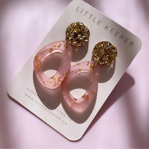 Gold Fleck Triangular Earrings