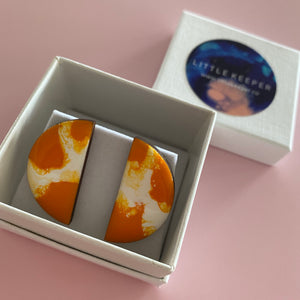 Inked Boxed Semicircle Earrings