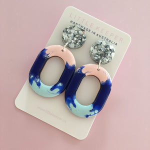 Inked Oval Drop Earrings