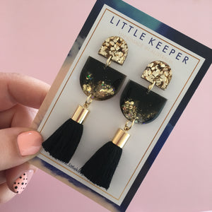 Inked Single Drop Tassel Earrings