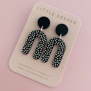 Black & White Dotty U drop Earrings