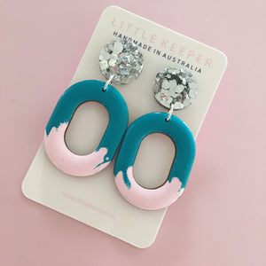 Inked Oval Drop Earrings
