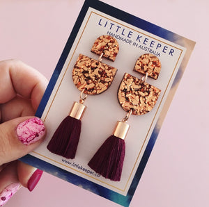 Acrylic Single Drop Tassel Earrings