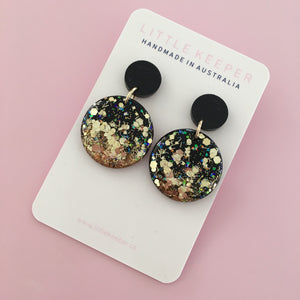 Inked Disk Drop Earrings