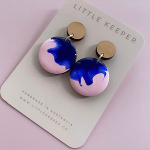 Inked Disk Drop Earrings