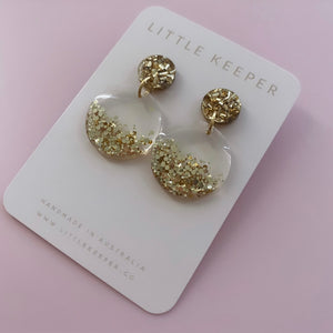 Inked Disk Drop Earrings